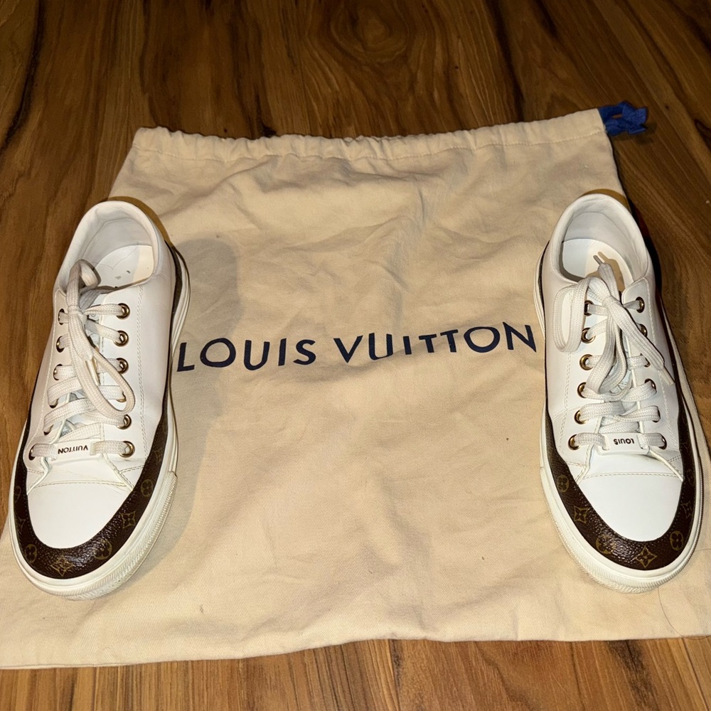 Louis Vuitton White and Brown Sneakers